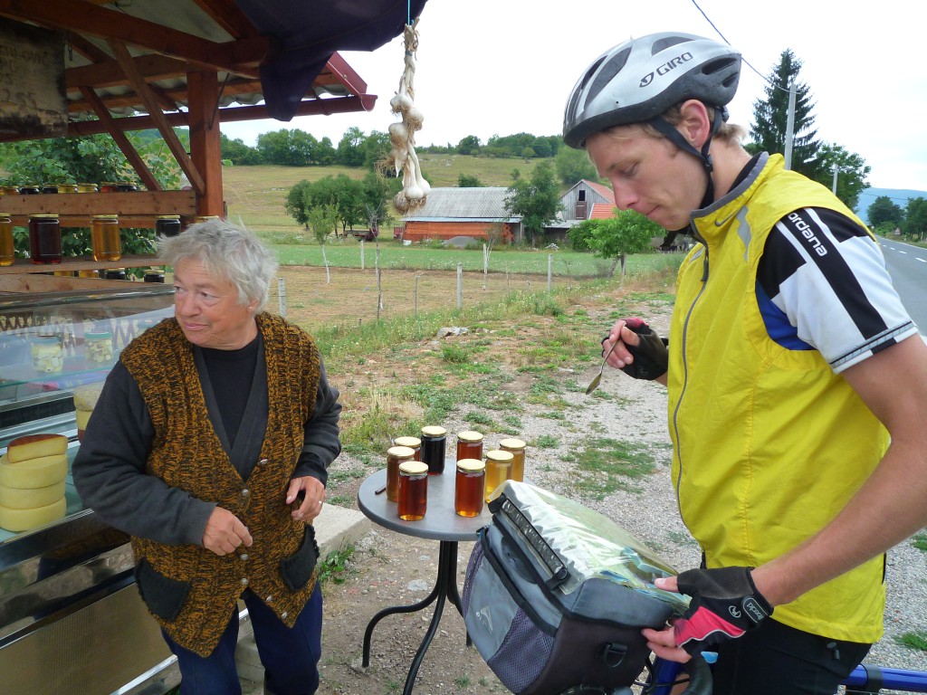 Buying honey at the roadside